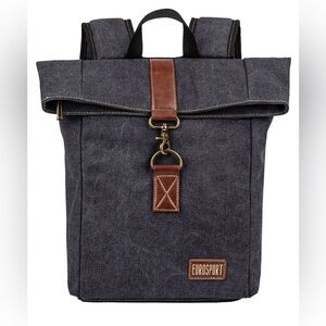Eurosport Backpack Black Canvas 17" x 12" x 6" New B701